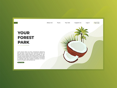 Your Forest Park landing page illustration branding coconut tree design flat illustration landing page design tourist typography ui ux vector