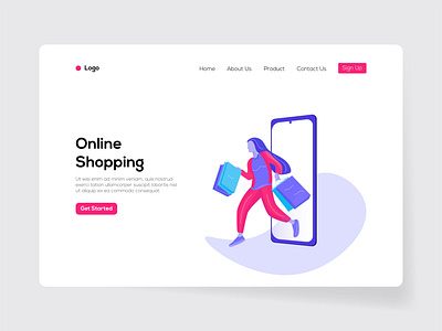 Online Shopping Landing Page Template business graphicdesign illustration landing page design online shop online shopping online store template ui ux web