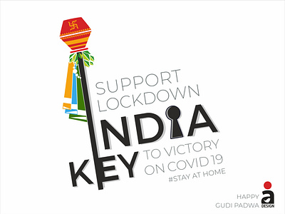 Fight against Covid-19 on Gudi Padwa Festival design flat illustration typography vector