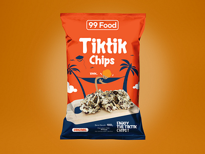 Tiktik chips bag branding chips design food hire me illustration logo packaging design pouch vector