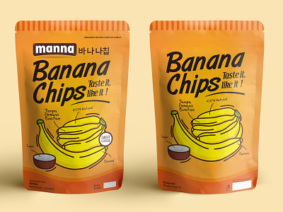 "Manna" Banana chpis banana branding chips design food illstration logo packaging design vector