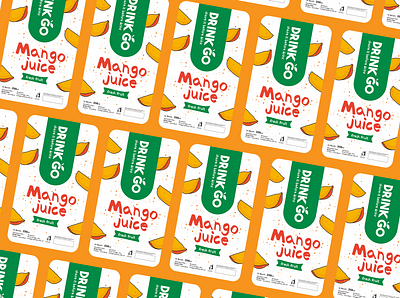 Drink GO Mango Juice Label branding design illustration juice label logo mango packaging design sticker typography vector