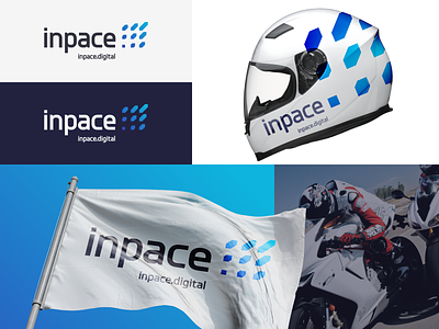 Inpace abstract autosport branding branding agency cloud design digital dynamic geometric identity logo logotype mark racing sign speed technology telemetry