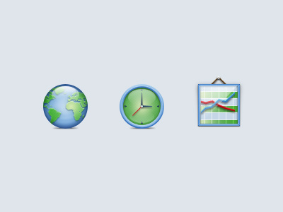 GeoCrawl Icons blue chart clock geocrawl globe gloss graph green icons image realtime time world