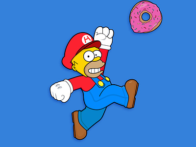 Super Homer 90s character homer illustrator mario minimal supermario thepsaddict thesimpsons