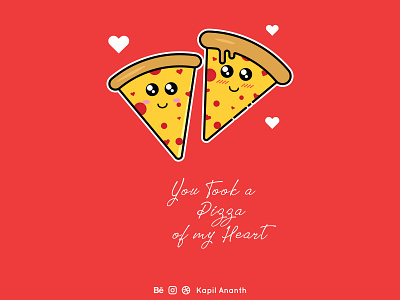 Pizza characterdesign cute food heart love pizza sweet thepsaddict