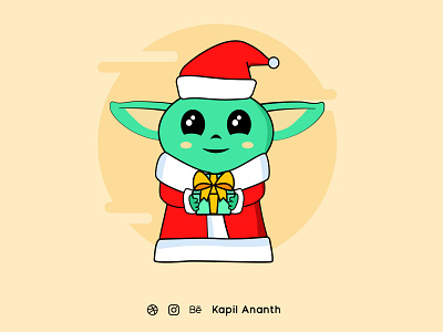 Merry Christmas baby yoda character christmas cute illustration jedi skywalker star wars thepsaddict yoda