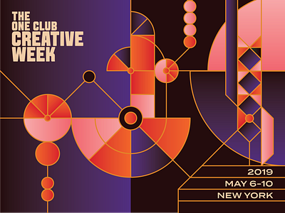 The One Club Creative Week network graphic adc art direction art directors club branding clean conference design event festival flat geometric graphic design icon illustration new york typography vector