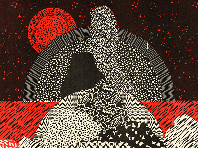Black isle art dark dots illustration illustrator island night outdoors paper art paper cut pattern a day pattern art patterns risograph risography risoprint stars
