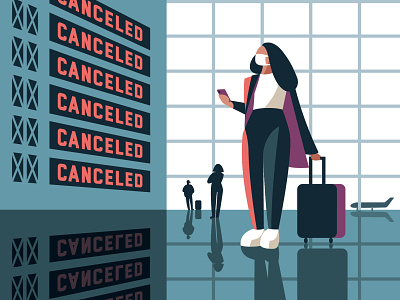 Airport airport illustration pandemic woman