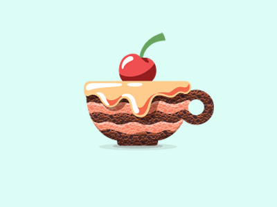 Cupcake cafe cake cherry chocolate cup food glaze icon identity illustration logo sweet