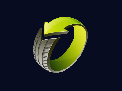 Recycling of tires 3d ecology green icon identity logo recycling tire