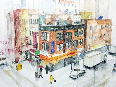 Winter in NewYork brush city drawing illustration newyork paint paper snow texture urban watercolor winter