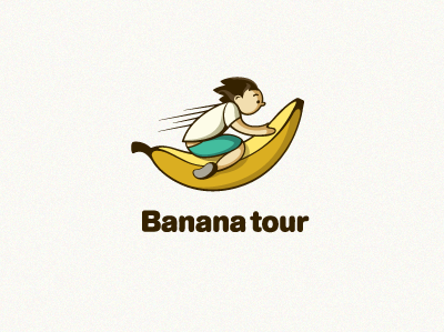 Banana Tour illustration line logo type vector yellow