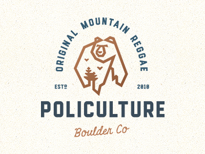 Policulture animal bear forest line logo mark mountain vintage