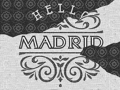 Hello Madrid artwork handmade lettering mosaic tile