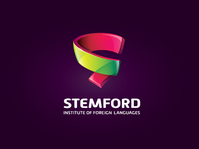 Stemford - Institute of foreign languages_2 glossy icon identity illustrator logo purple spiral