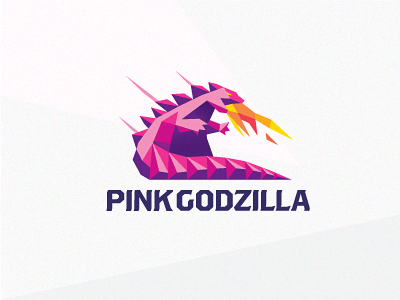 Pink Godzilla fire geometric godzilla illustration logo pink purple type