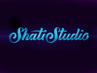 ShatiStudio art blue curling custom type hand writing lettering script veсtor volume