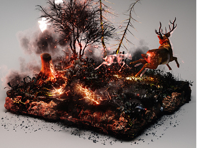 Collapsing ecosystems 3d blender forest octane render