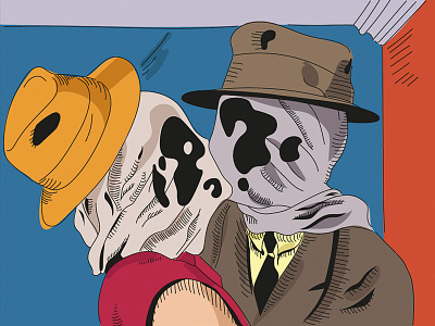 Rorschach met his soulmate illustration lovers magritte parody rorschach vector