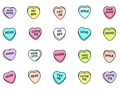 candy hearts candy candy hearts clean cute design illustration valentine vector