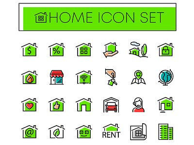 home icon with color design home icon icons set vector