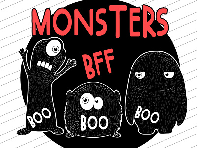 Monsters Bff cartoon character cartoon illustration cute illustration monsters vector
