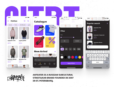 Anteater Clothing / App Concept app clothing design fashion mobile streetwear ui ux wear