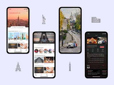 Travel App app explore ios iphone tourist travel ui ux