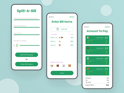 Split Bill adobe xd app bill design interaction design ios split ui ux