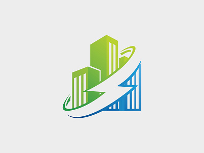 Energy Building Logo Template blue building desain energy green ikon logo logo minimalis real estate template vektor
