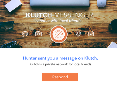 Klutch Invitation chat apps klutch meetup messenger template email