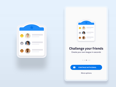 Simplified UI Leaderboard abstract android app blue clean flat friends iphone leaderboard league login product registration shadow simple sketch ui ui ux design vector welcome