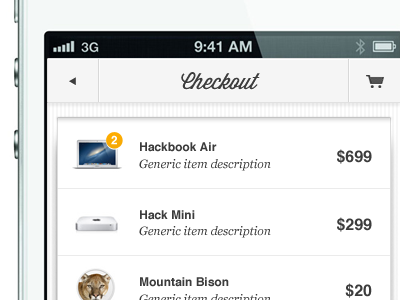 Checkout view app cart checkout clean gui iphone minimal