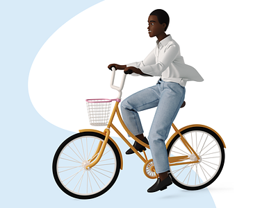 Young woman on a bike 3d 3d art bike business design illustration
