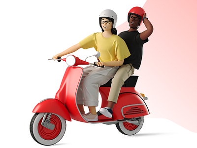 Girl and boy on a moped