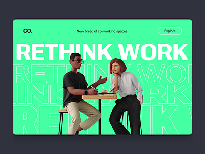 Rethink work 3d 3d art bar table business design illustration people work rethink work work
