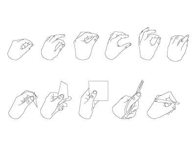 Left hands collection black bw hand outline vector