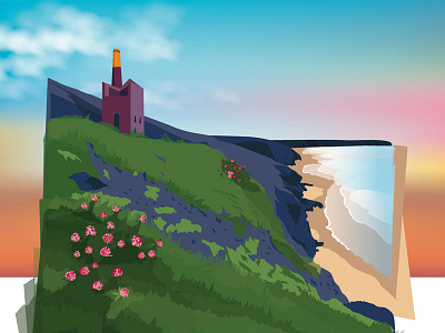 Making off - Cornwall illustration beach cornwall england illustration landscape vector