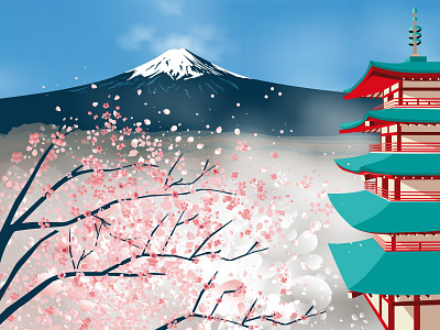 Japan blossom cherry blossom fuji illustration japan japanese kirschblüte vector