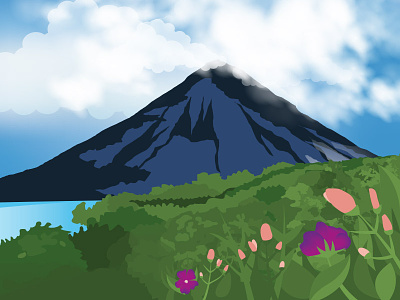 Costa Rica illustration mountain nature vector