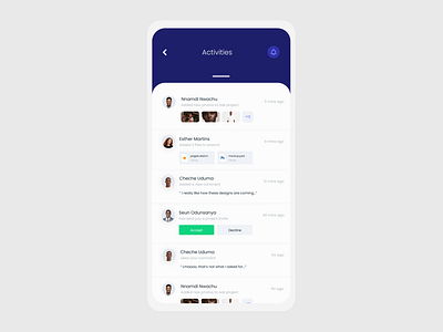 Activity feed design by Cheche Uduma on Dribbble