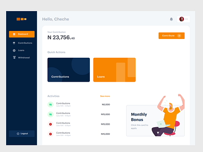 Dashboard Design balance blue dashboad finance fintech illustraion orange project uiux