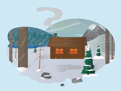 Lone Winter Cabin design illustration vector