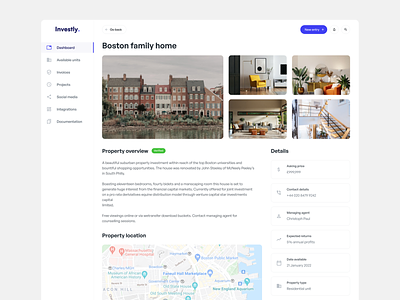 Property dashboard concept app design flat minimal ui ux web