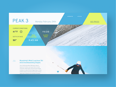 Peak 3 Resort 2 color blue branding desktop greens landing landing page triangles web design winter