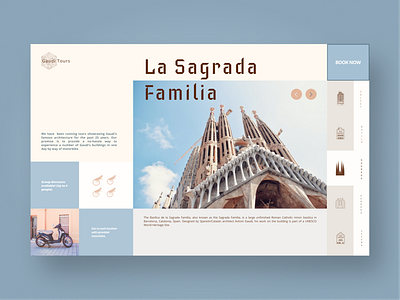 Gaudi Tours 2 color architecture blue design landing page peach ui web design webdesign