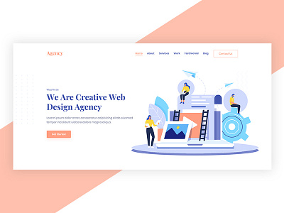 Agency Header Exploration agency agency hero area agency slider business business agency clean header exploration hero area illustration landing page logo minimal minimilastic modern typography ui user interface ux vector web