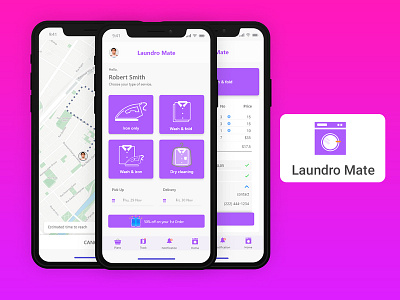 Home graphic design laundry mobile app ui ux